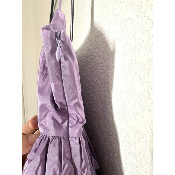 NWT $465 Cynthia Rowley Silk Taffeta Peplum Purple Babydoll Dress Sz 8 Run Small - Picture 6 of 12